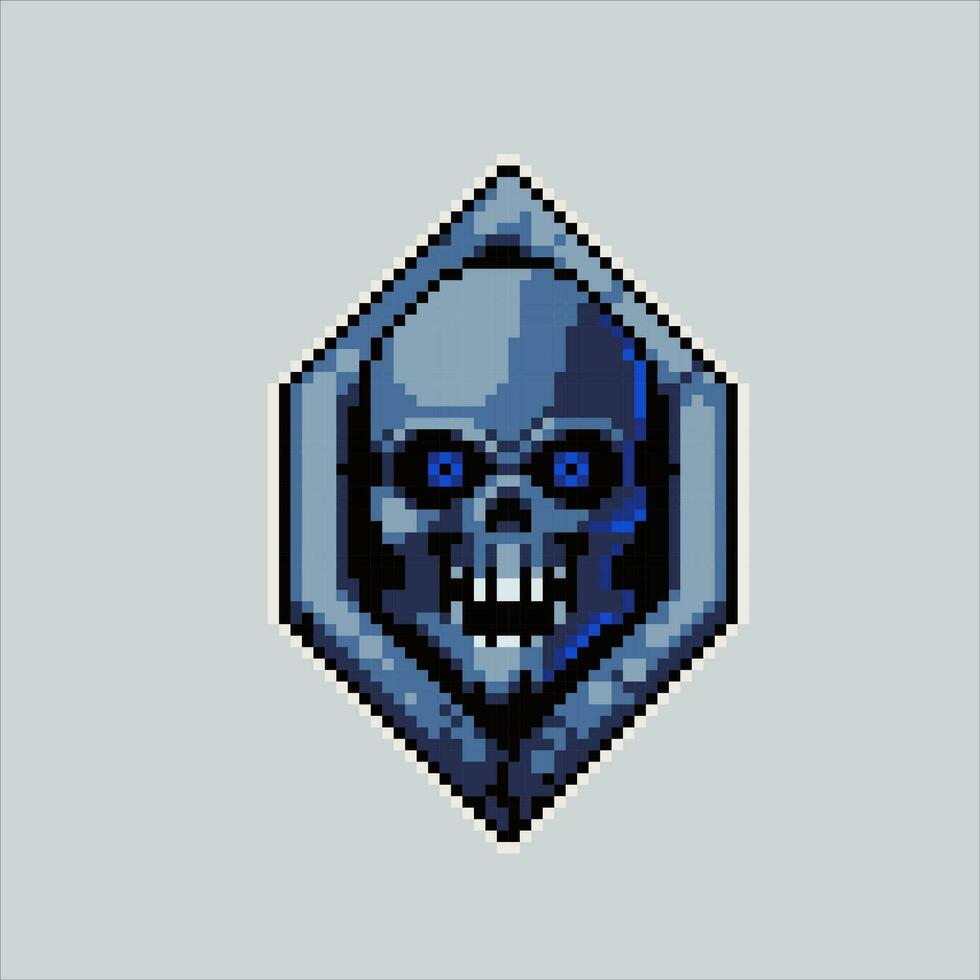 Pixel art illustration Skull. Pixelated Skull. Skull face pixelated for the pixel art game and icon for website and video game. old school retro. vector