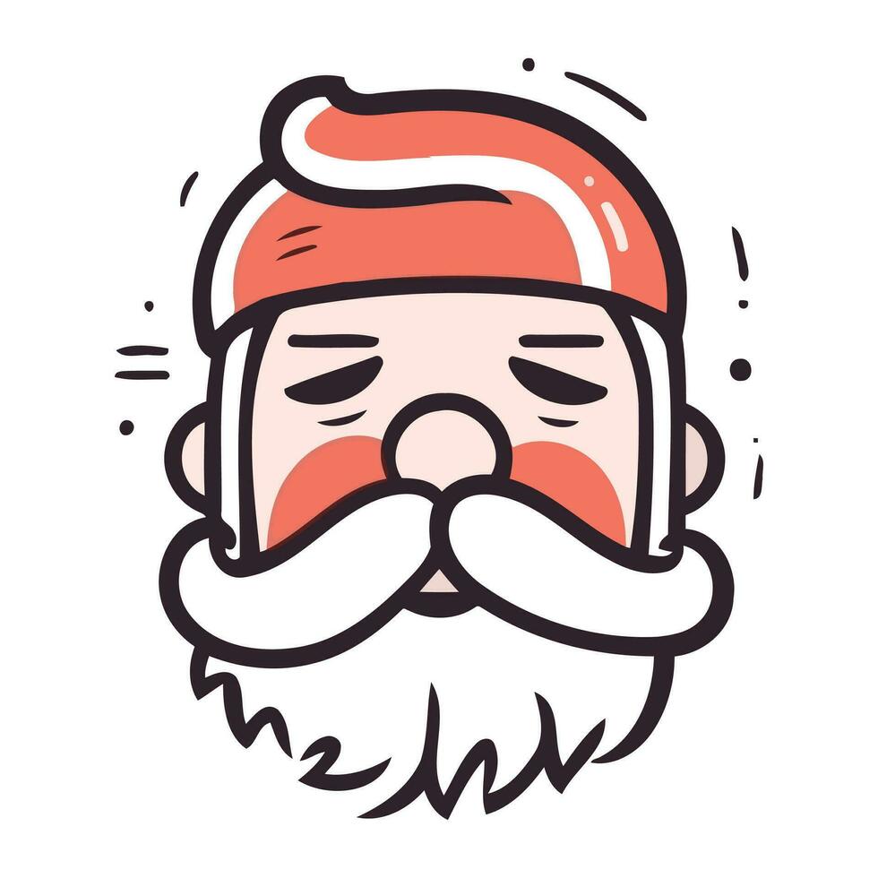 Santa claus face with beard and moustache. Vector illustration.