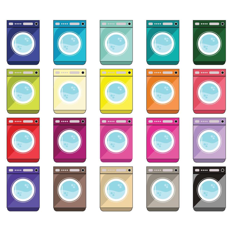 Washing Machine Design Clipart Set vector