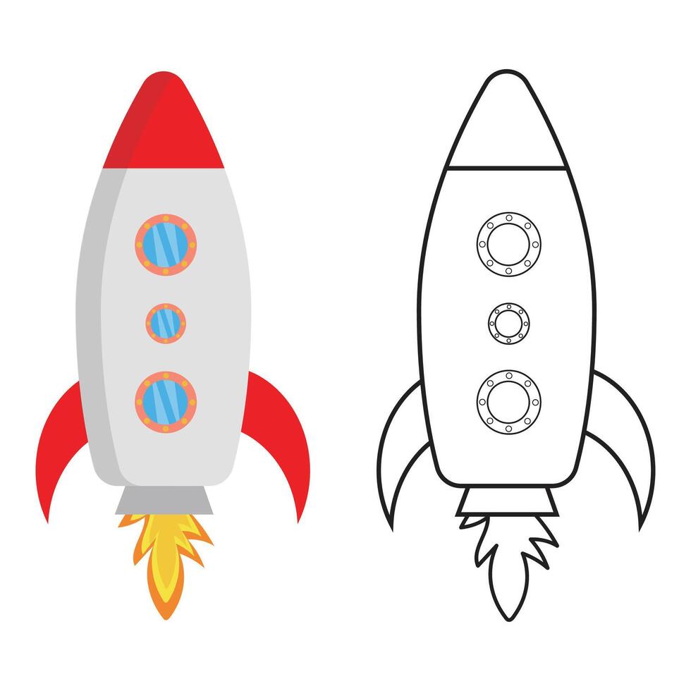 Rocket Outline with Clip art vector