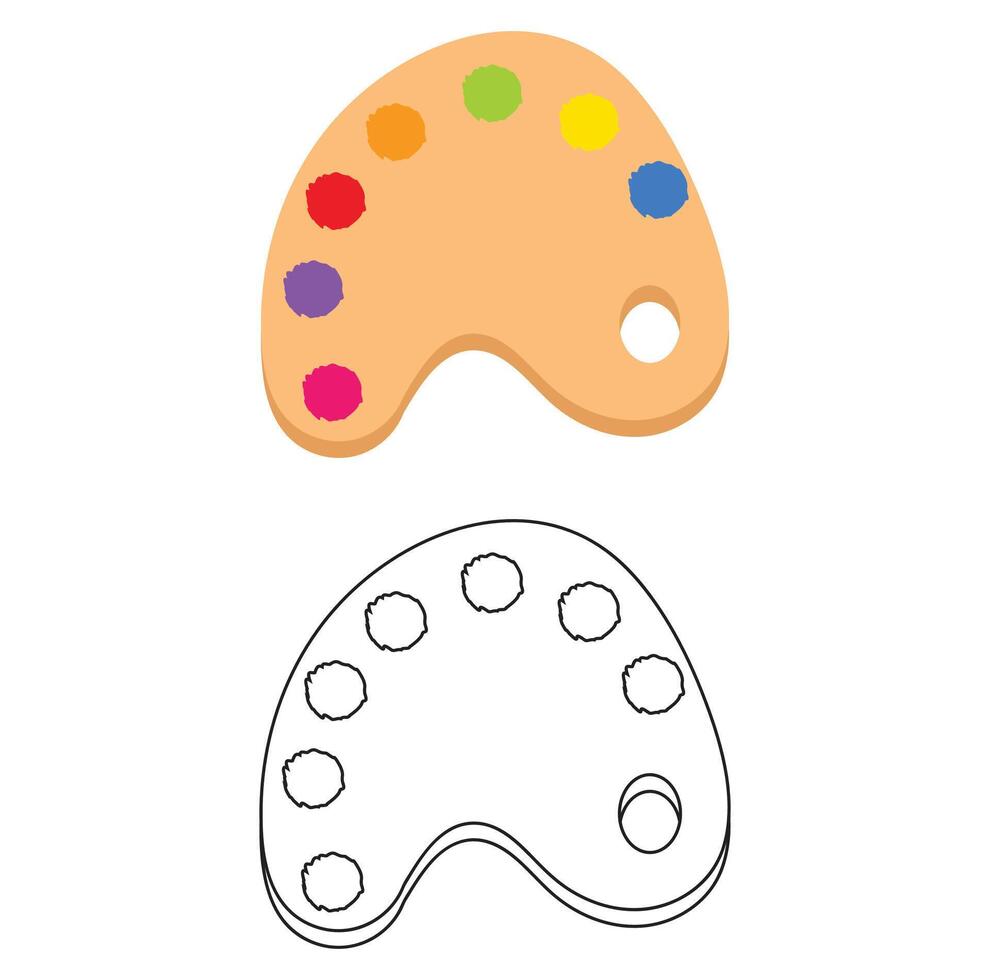 Painting Palette coloring Page Outline with Clip art 33642820 Vector
