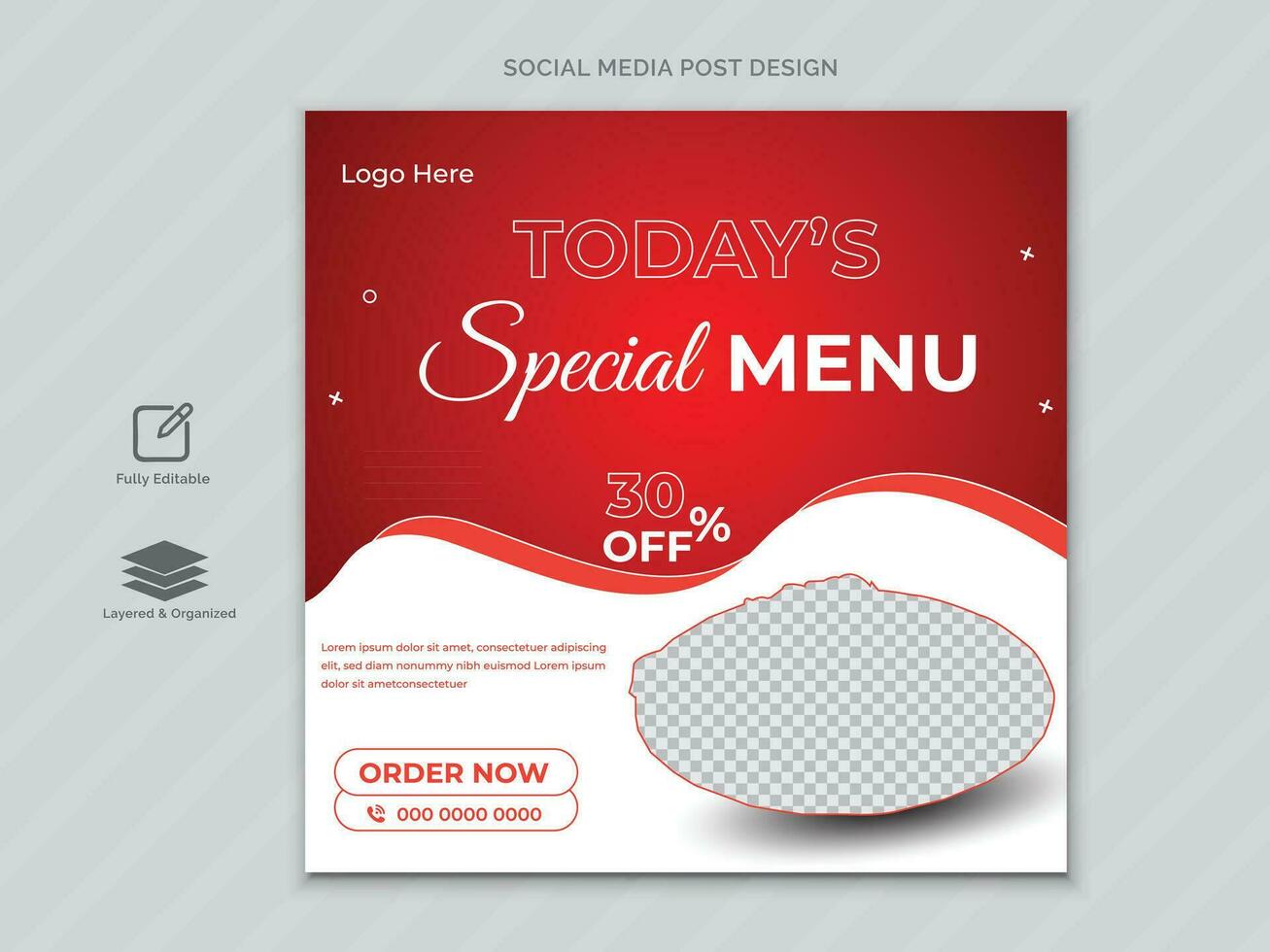 Delicious food menu social media Post template design or social media banner design . vector