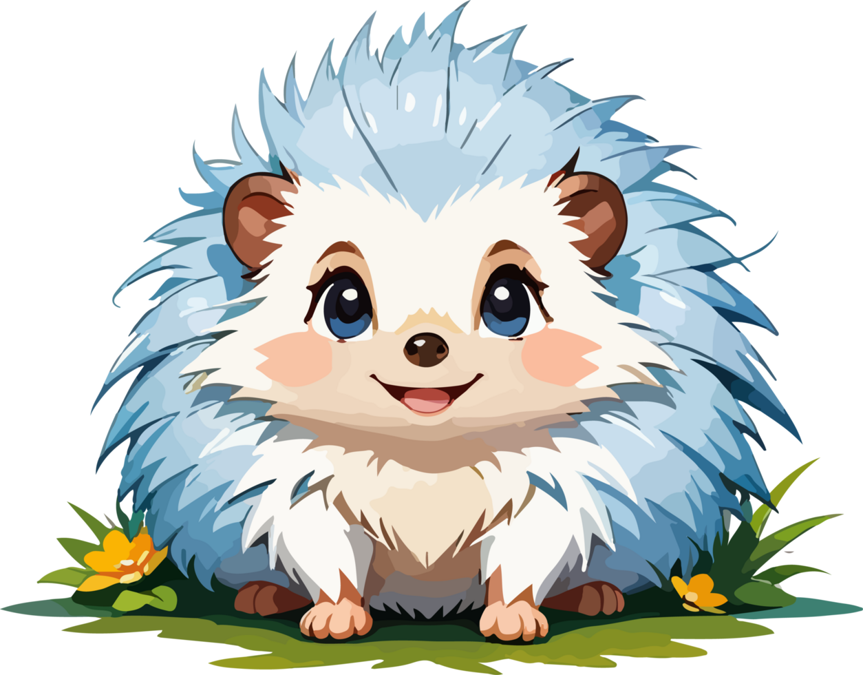 Cute Hedgehog Cartoon Design AI Generative png