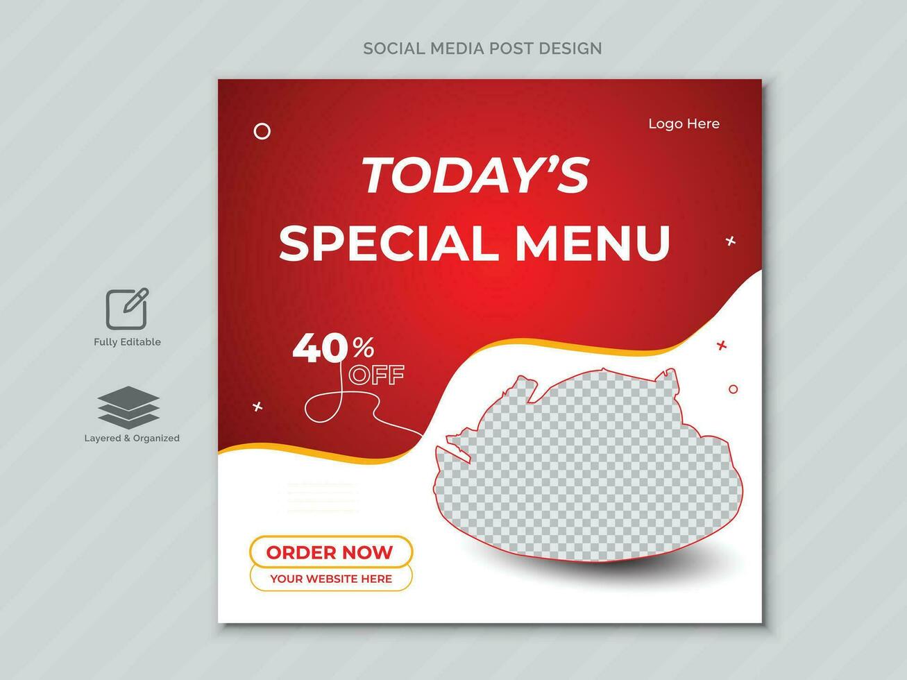 delicioso comida menú social medios de comunicación enviar modelo diseño o social medios de comunicación bandera diseño . vector