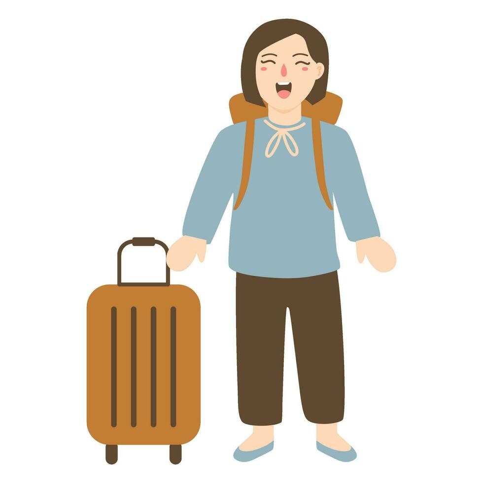 mujer vestido a viaje ilustración vector