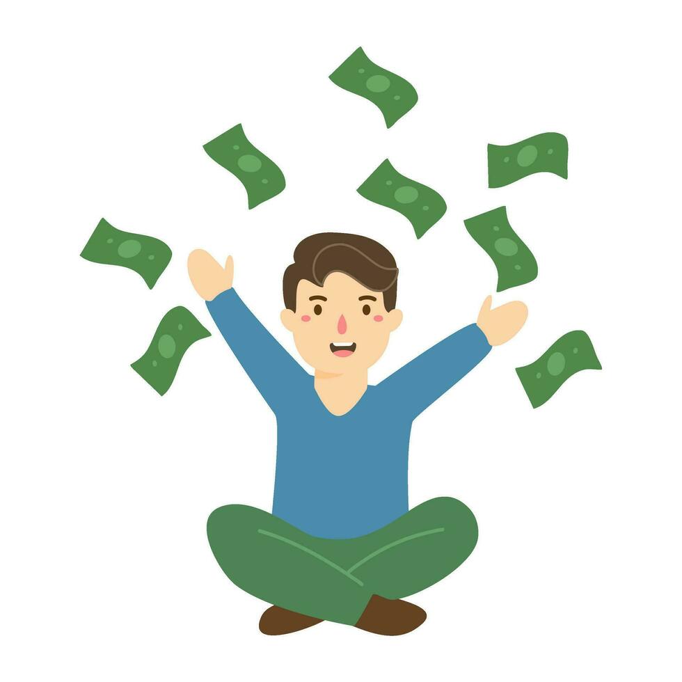 happy rich people characters with money vector