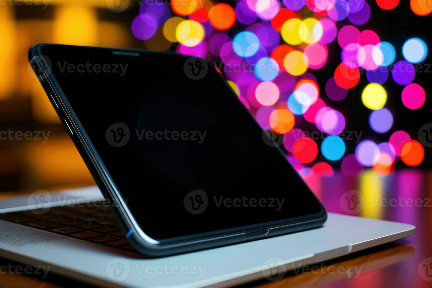 a photo of tablet bokeh background mockup or copy space concept Generative AI