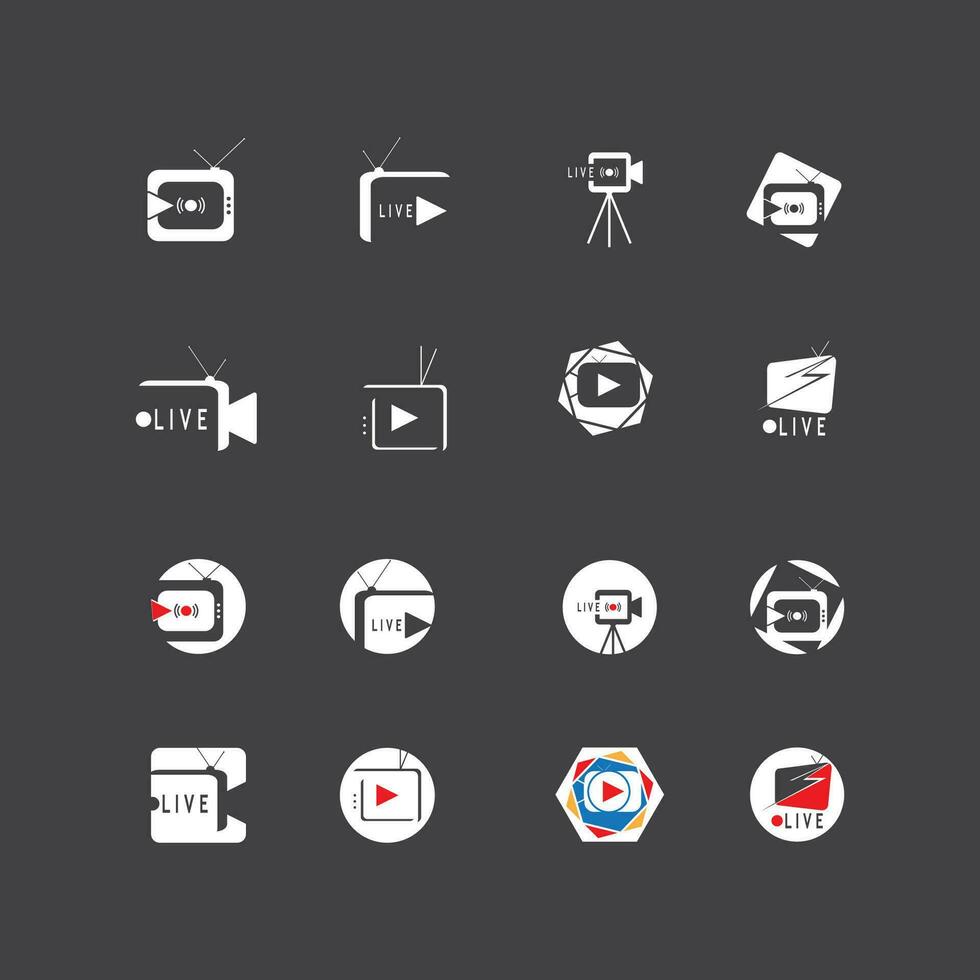 Live TV streaming logo vector template illustration