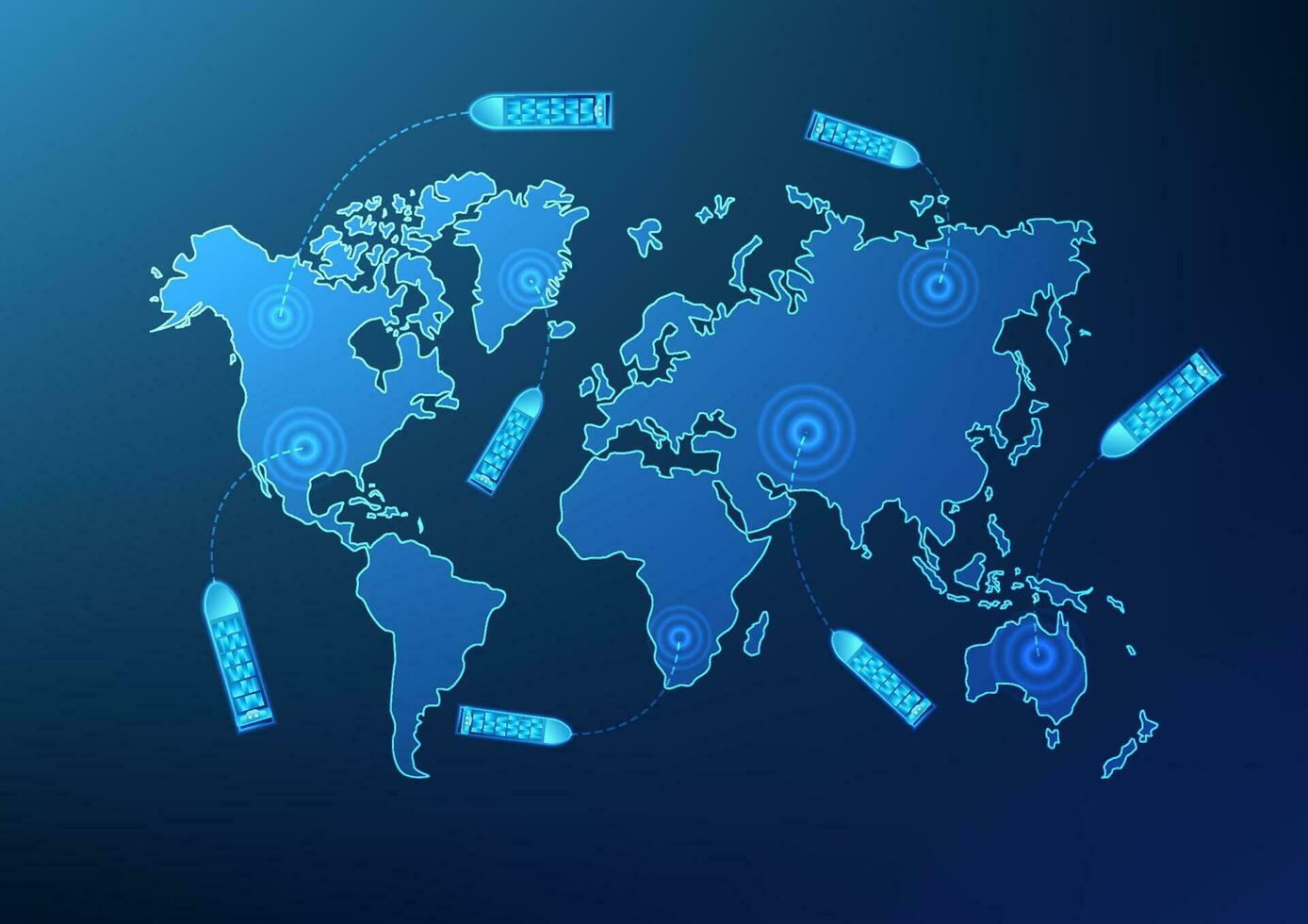 Transportation and logistics business technology Transportation of goods by ship By using technology and artificial intelligence to tell the location and help manage the transportation system. vector