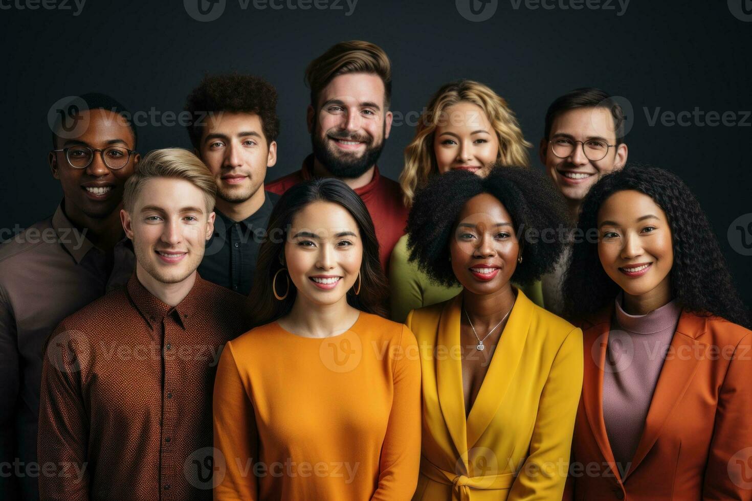 Group of different ethnicities. International Day office background. Generative AI photo