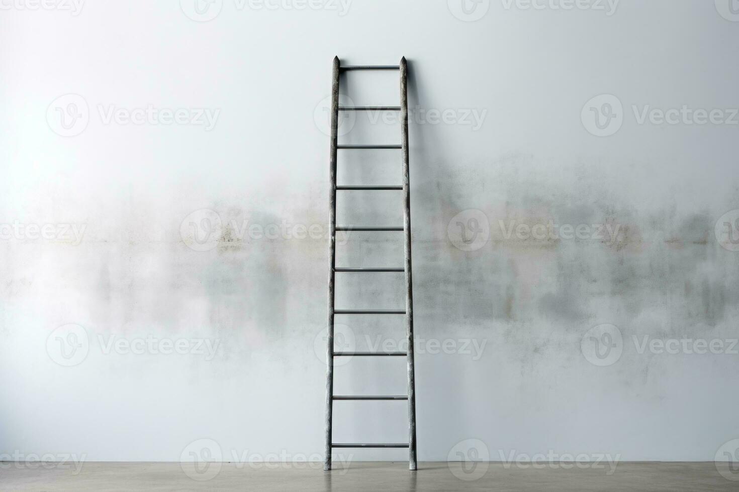 Blank dirty grunge wall with ladder. Generative AI photo