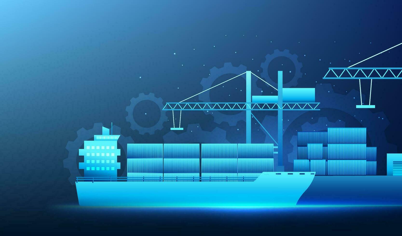 Transportation and logistics business technology Transportation of goods by ship By using technology and artificial intelligence to tell the location and help manage the transportation system. vector