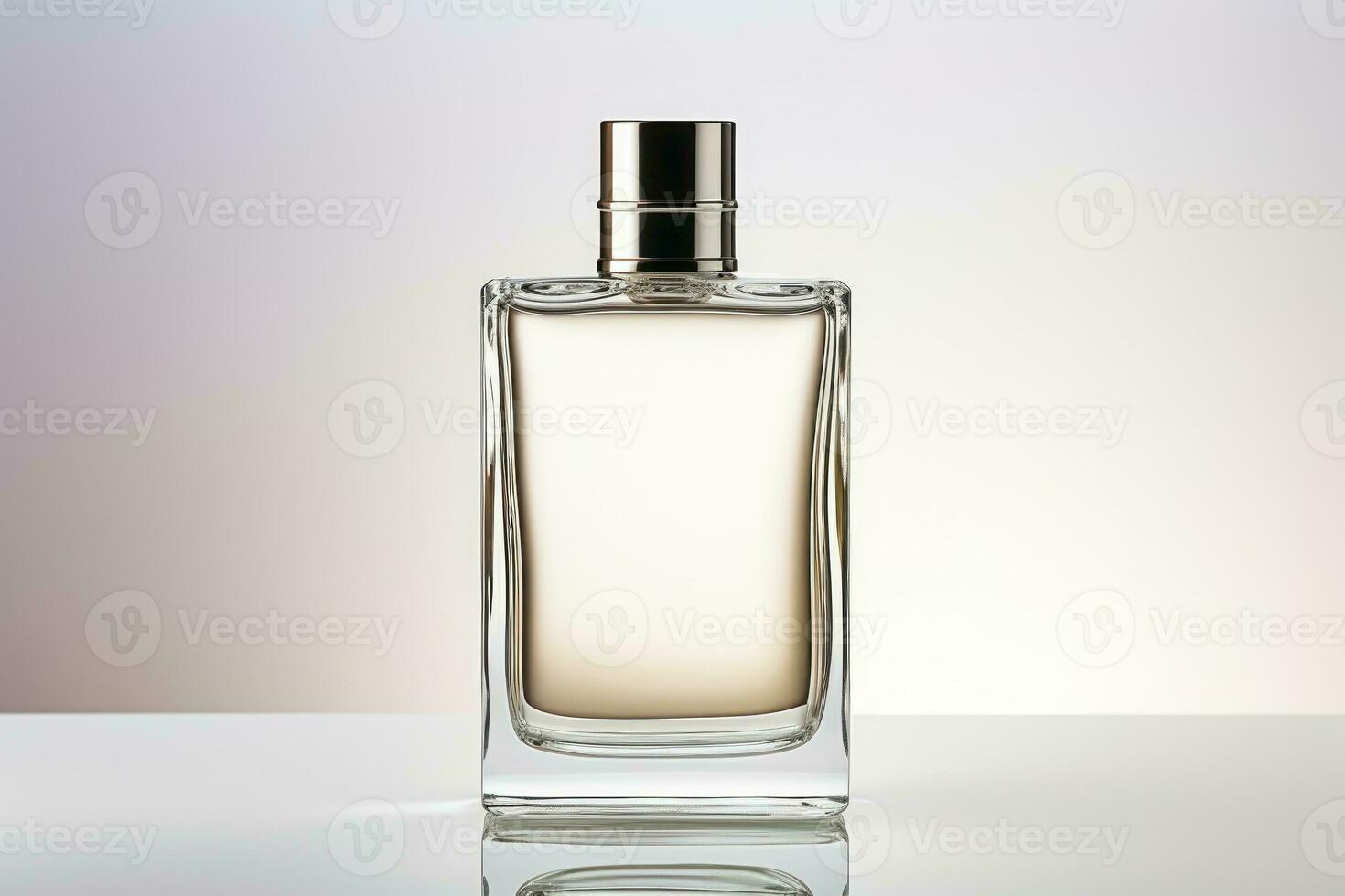 Mockup empty blank perfume bottle glass white. Generative AI photo