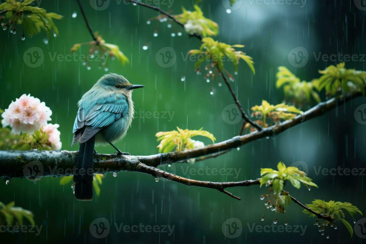 Drizzle Rainy day in autumn background and wallpaper. Generative AI photo