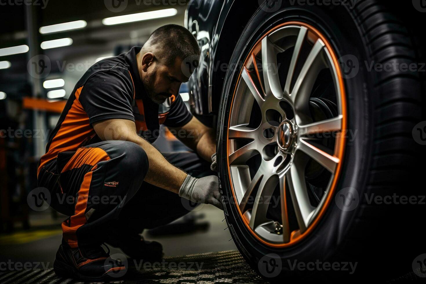 How to get lug nuts off tire, stock photo, professional color grading. Generative AI photo