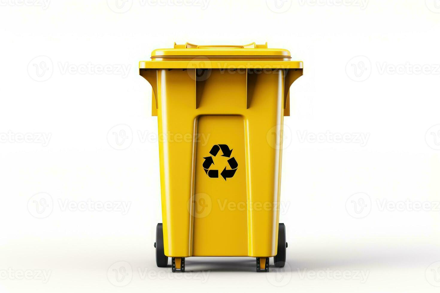 Yellow bin isolated on white background. Generative AI photo