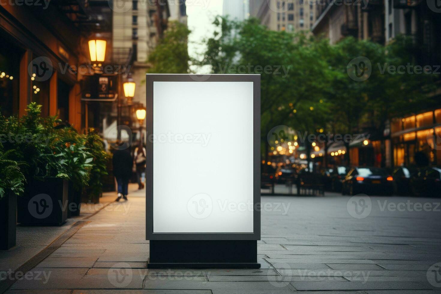 Outdoor ad mockup, fully blurred background. Generative AI photo