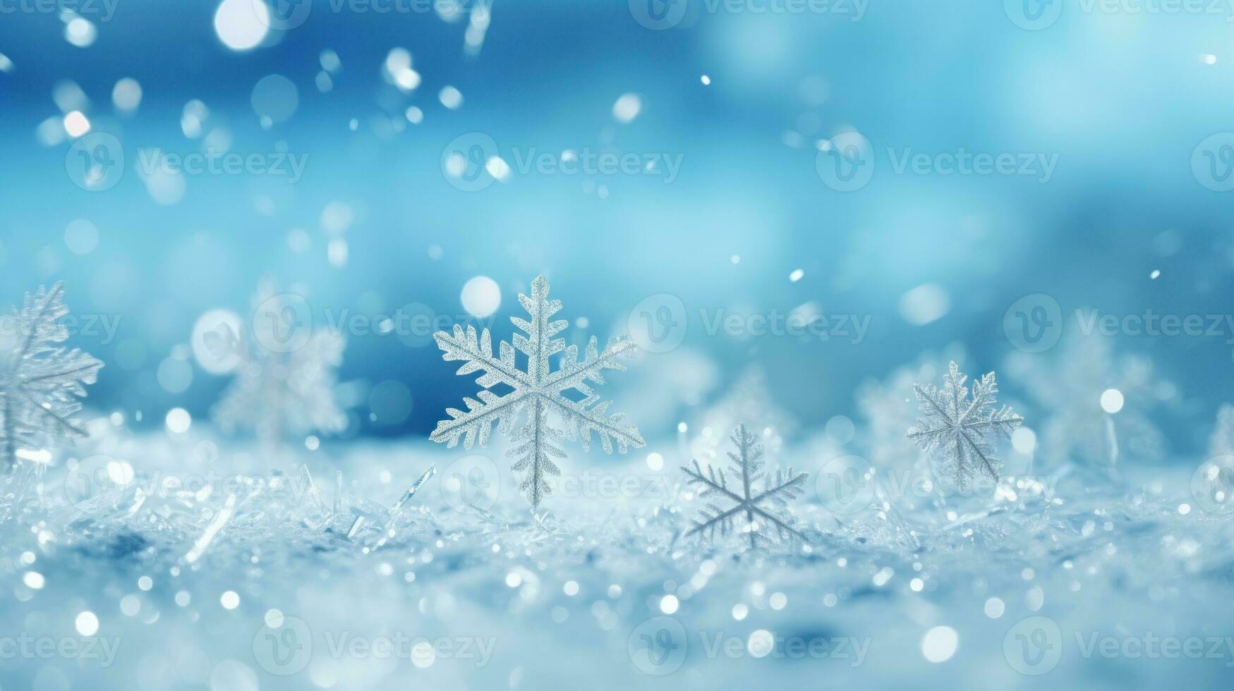 A mesmerizing scene of snowflakes drifting in the wind. Generative AI photo