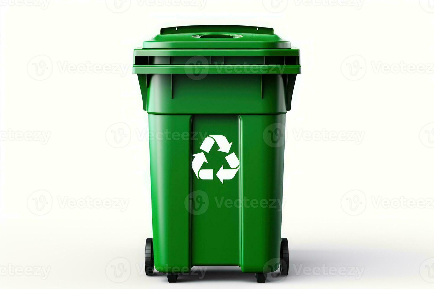 Green bin isolated on white background. Generative AI photo