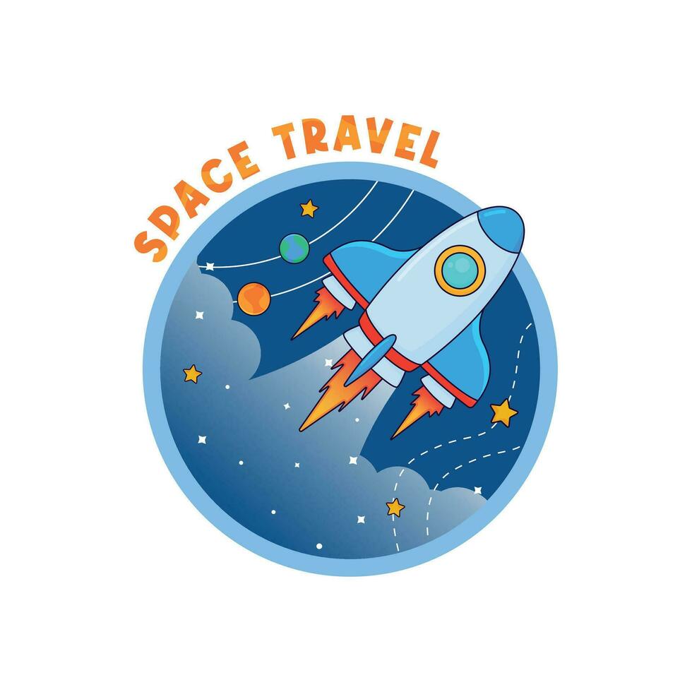 Design Space logo, Space badges, patches, emblems, badges and labels, sticker. Children friendly, cartoon design style, vector