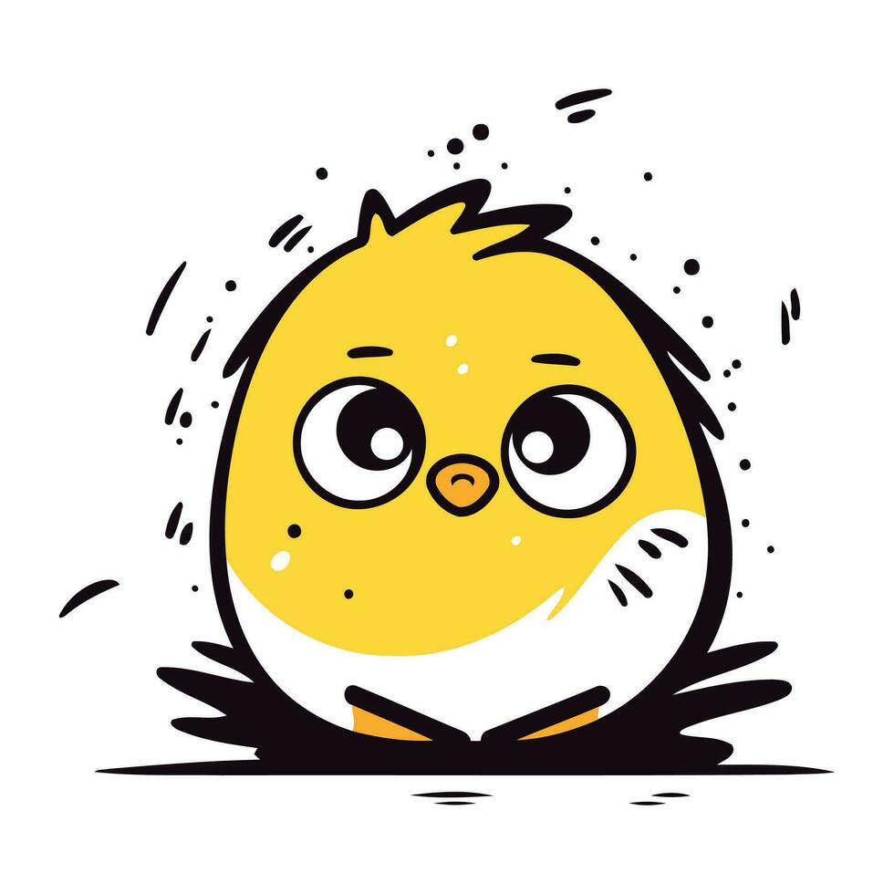 Cute chick in the nest. Vector illustration on white background.