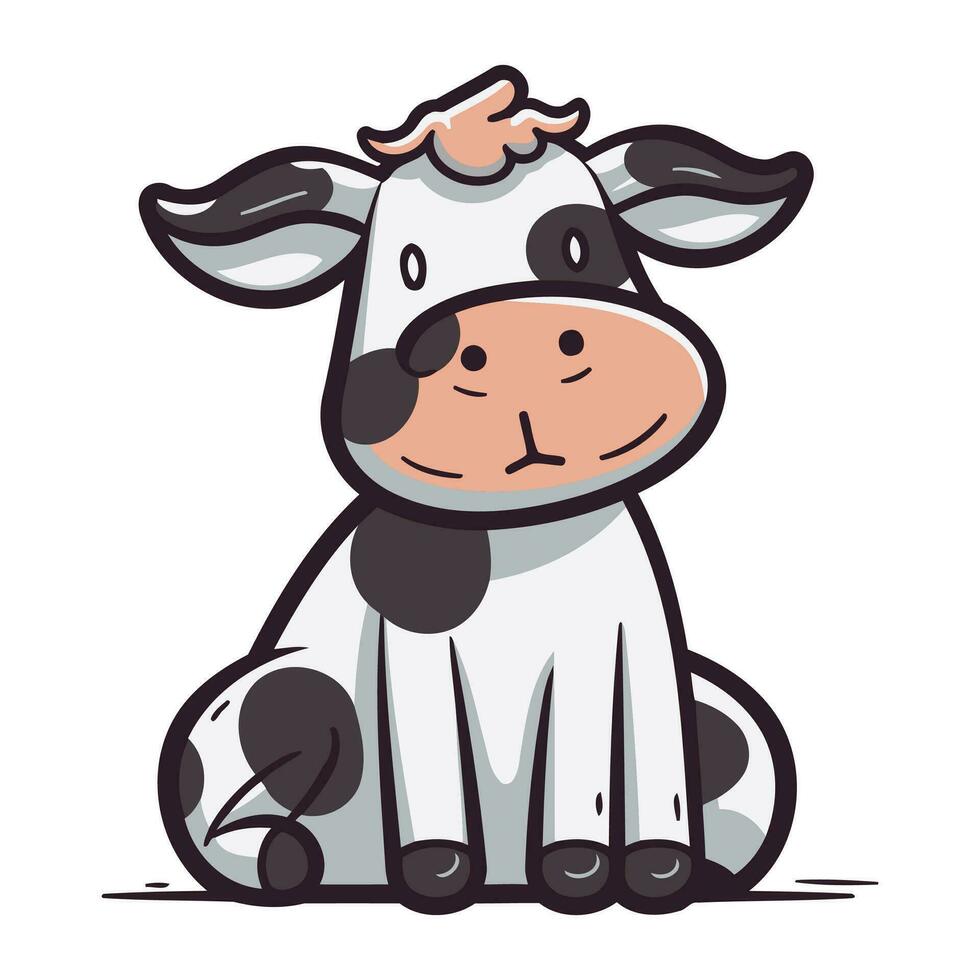 linda dibujos animados vaca. vector ilustración aislado en un blanco antecedentes.