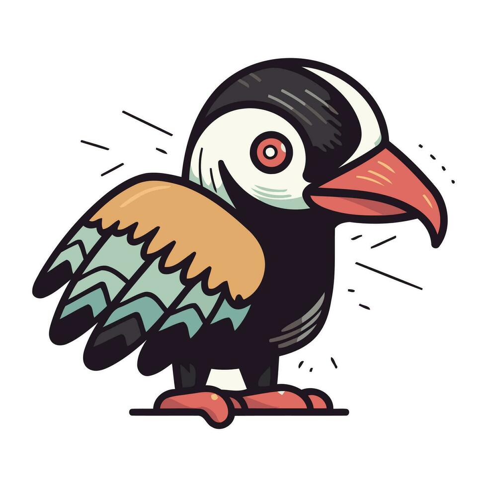 dibujos animados tucán pájaro. vector ilustración aislado en blanco antecedentes.