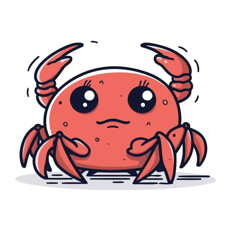 Crab character. Cute vector illustration in cartoon comic style.