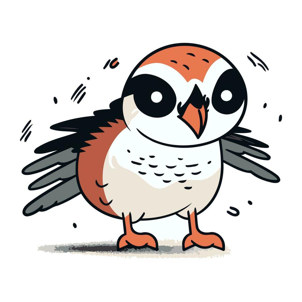 Vector illustration of cute cartoon owl. Hand drawn doodle style.
