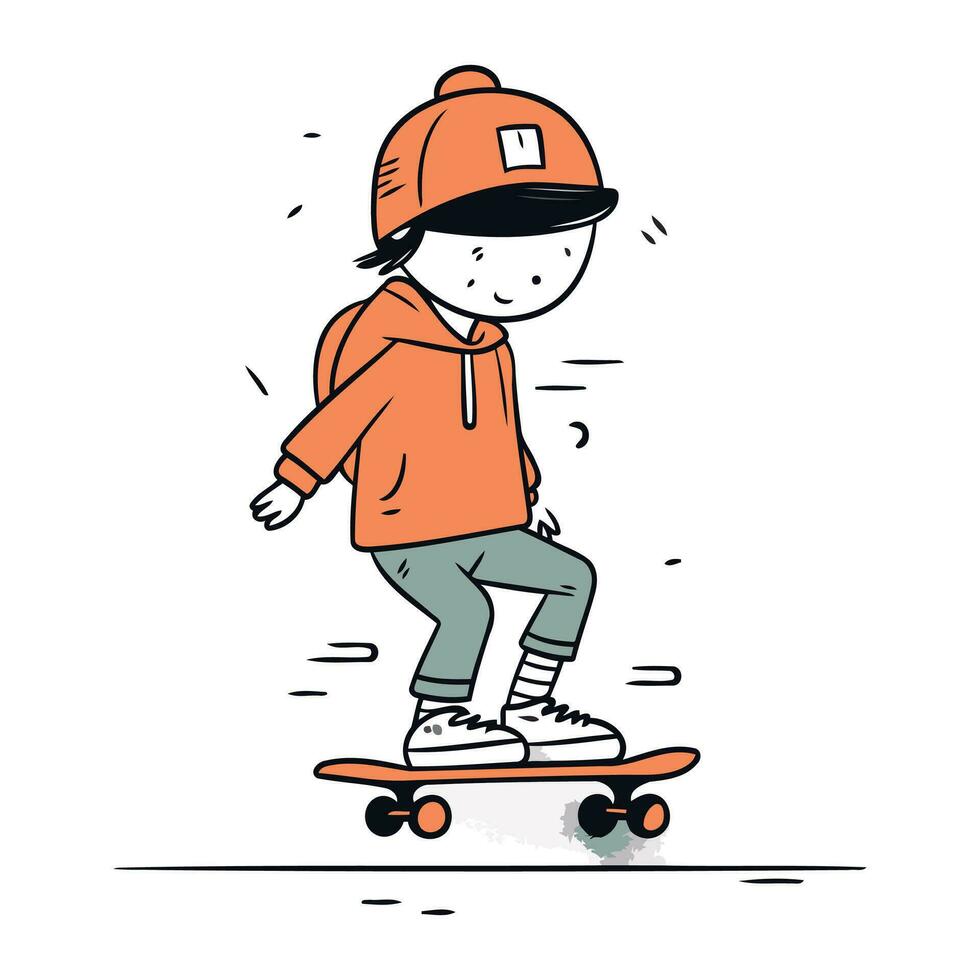 skater en gorra montando en patineta. vector ilustración.