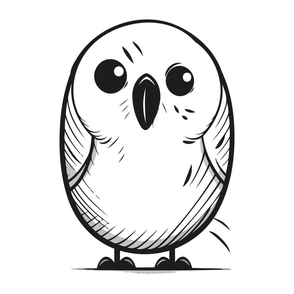 Cute owl isolated on white background. Vector illustration in sketch style.