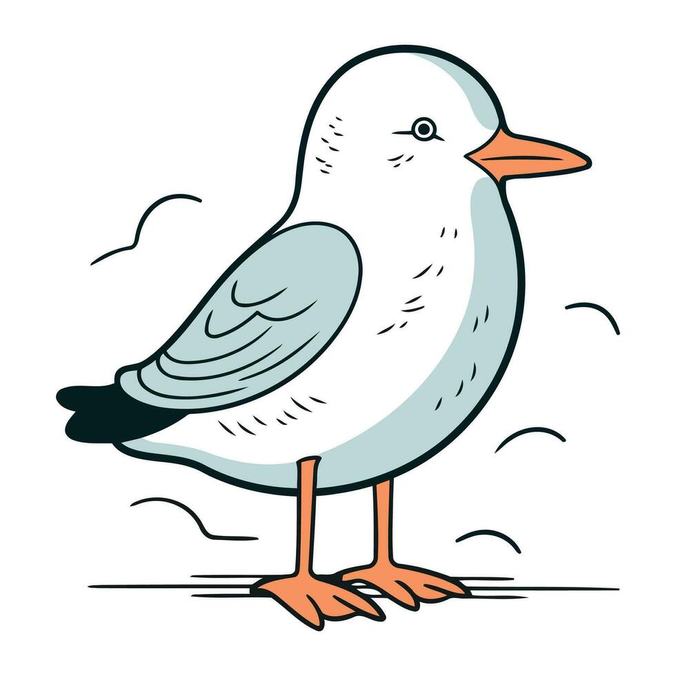 vector ilustración de un Gaviota en un blanco antecedentes. dibujos animados estilo.