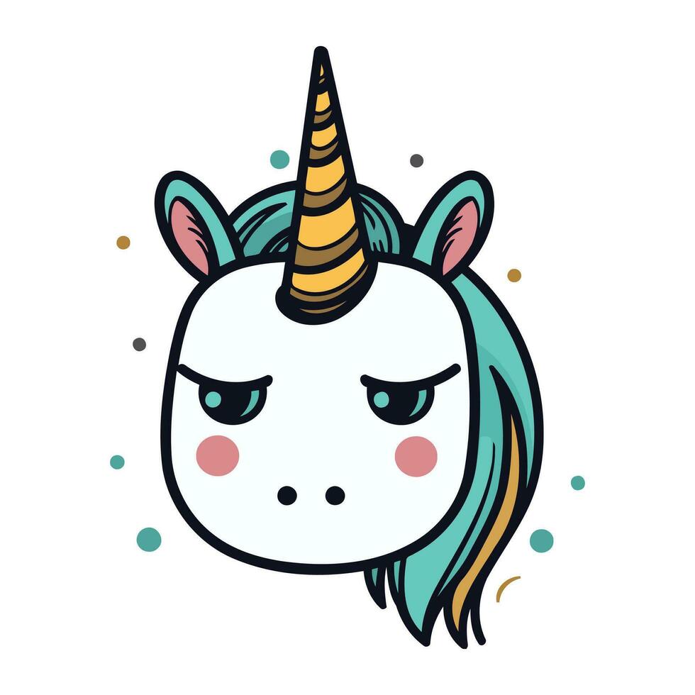 Cute cartoon unicorn. Vector illustration. Isolated on white background.