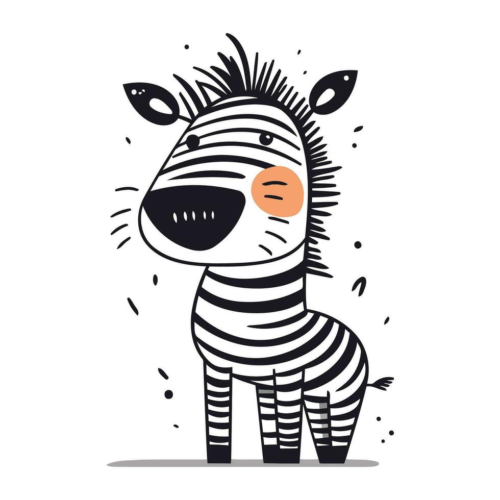 Zebra vector illustration. Cute cartoon zebra isolated on white background