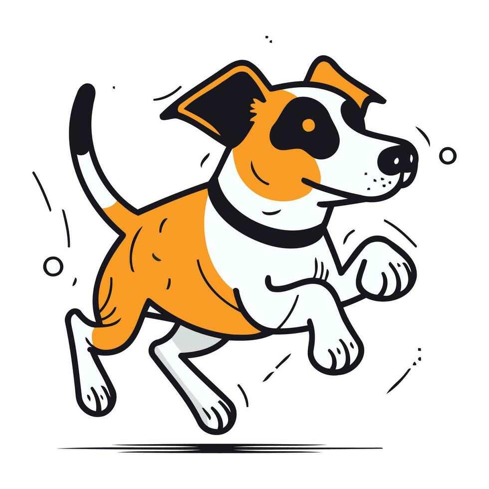 Jack Russell Terrier running. Vector illustration isolated on white background.
