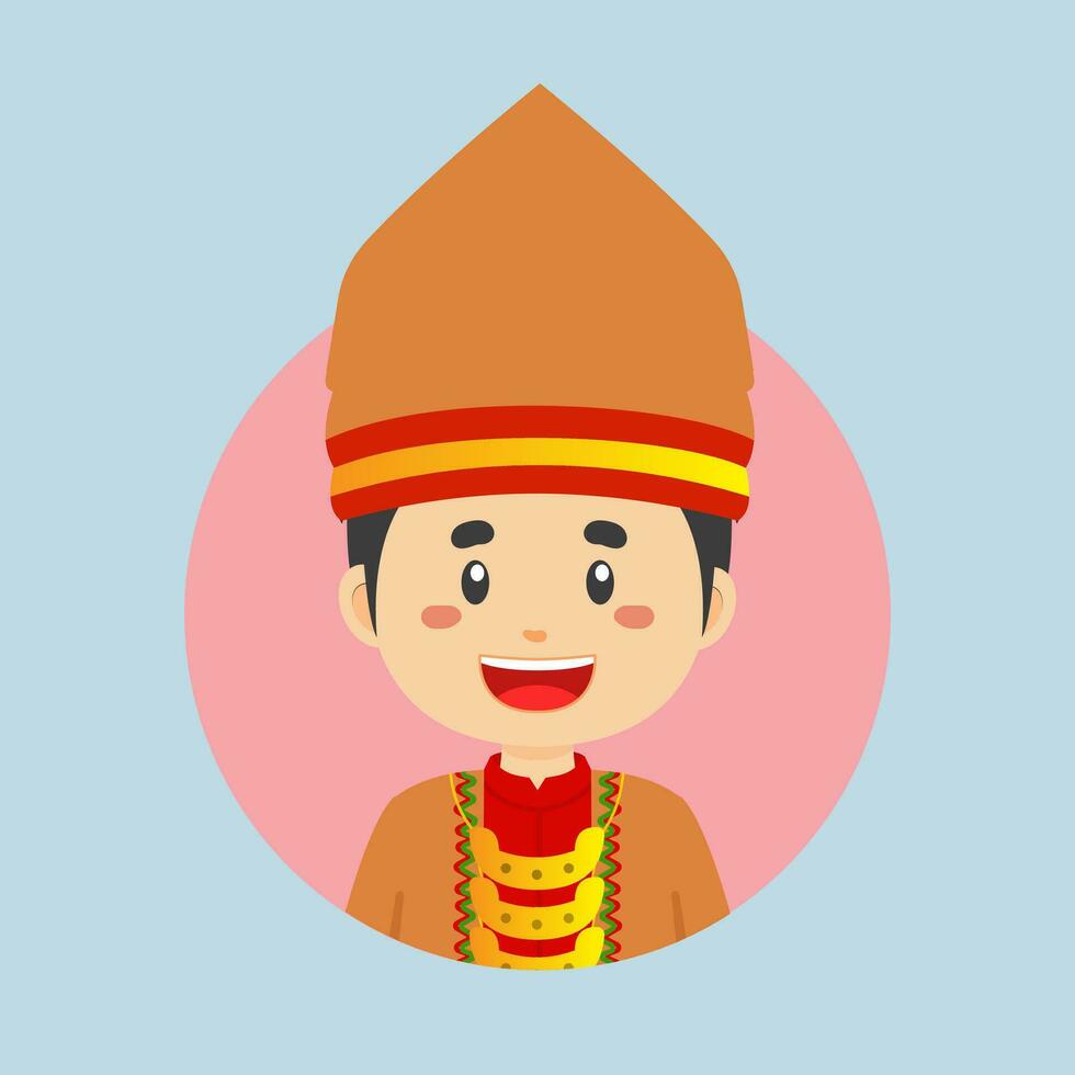 avatar de un sur Sumatra indonesio personaje vector