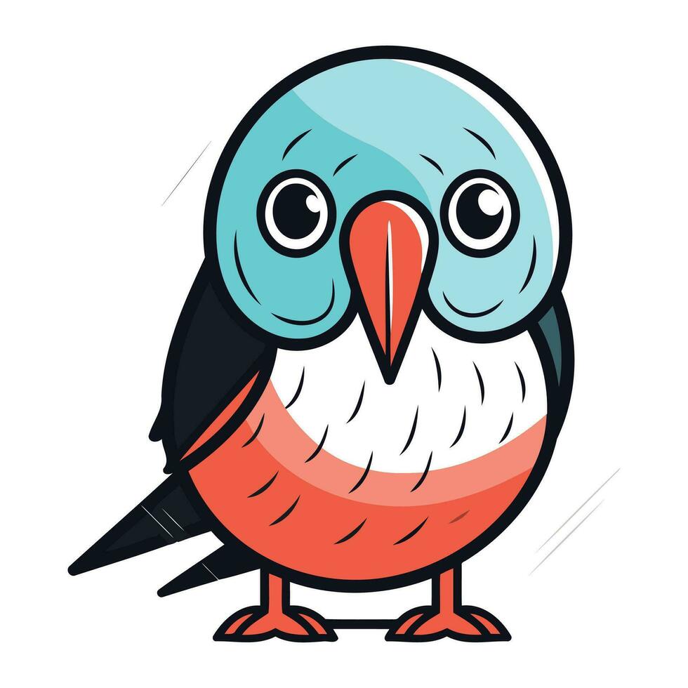 Cute cartoon bird isolated on white background. Colorful vector illustration.