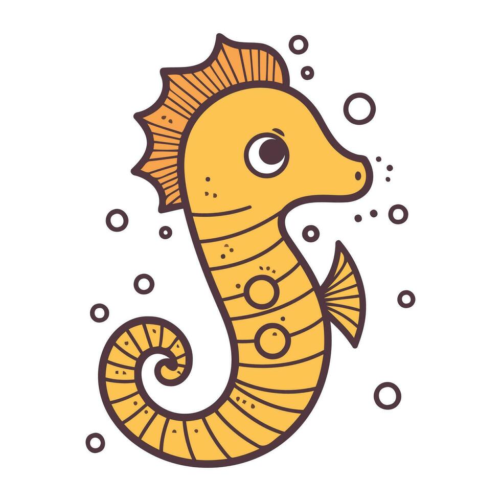 Cute seahorse. Coloring book for children. Vector illustration