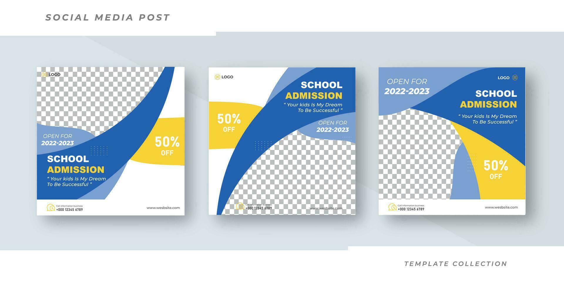 Back to school admission social media pack template design Pro vector