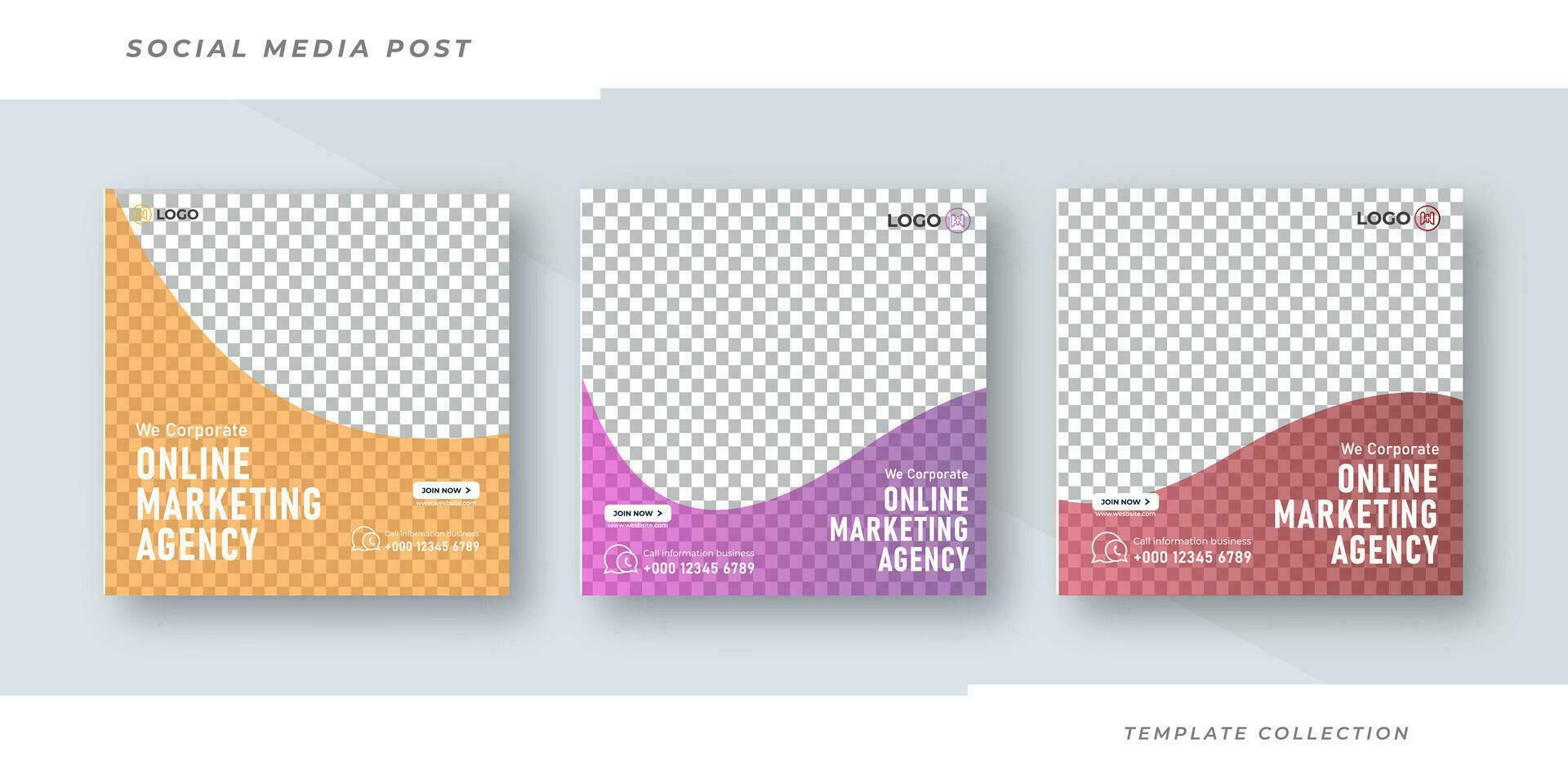 Online marketing  webinar banner for social media post template  Set , Corporate Business Promotion Social Media Web Banner, Square Flyer Unique Design vector