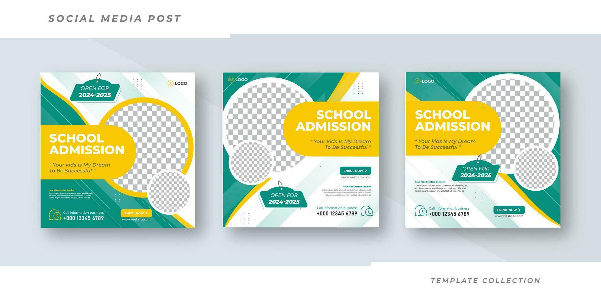 School admission social media post banner design.Back to school admission promotion template vector