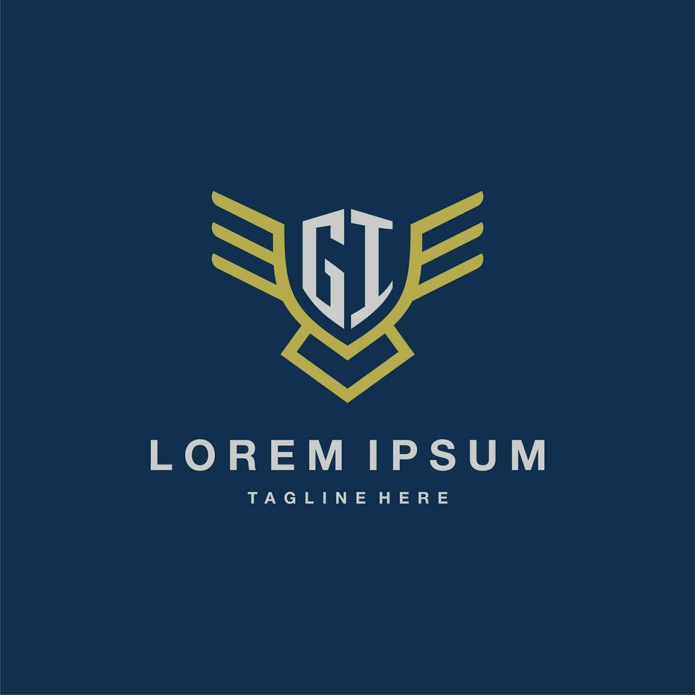 GI initial monogram logo for creative eagle line image vector design