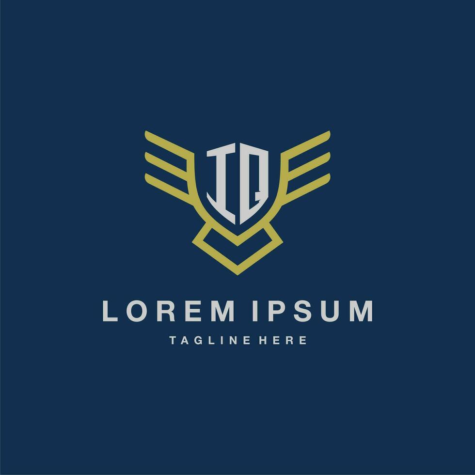 IQ initial monogram logo for creative eagle line image vector design