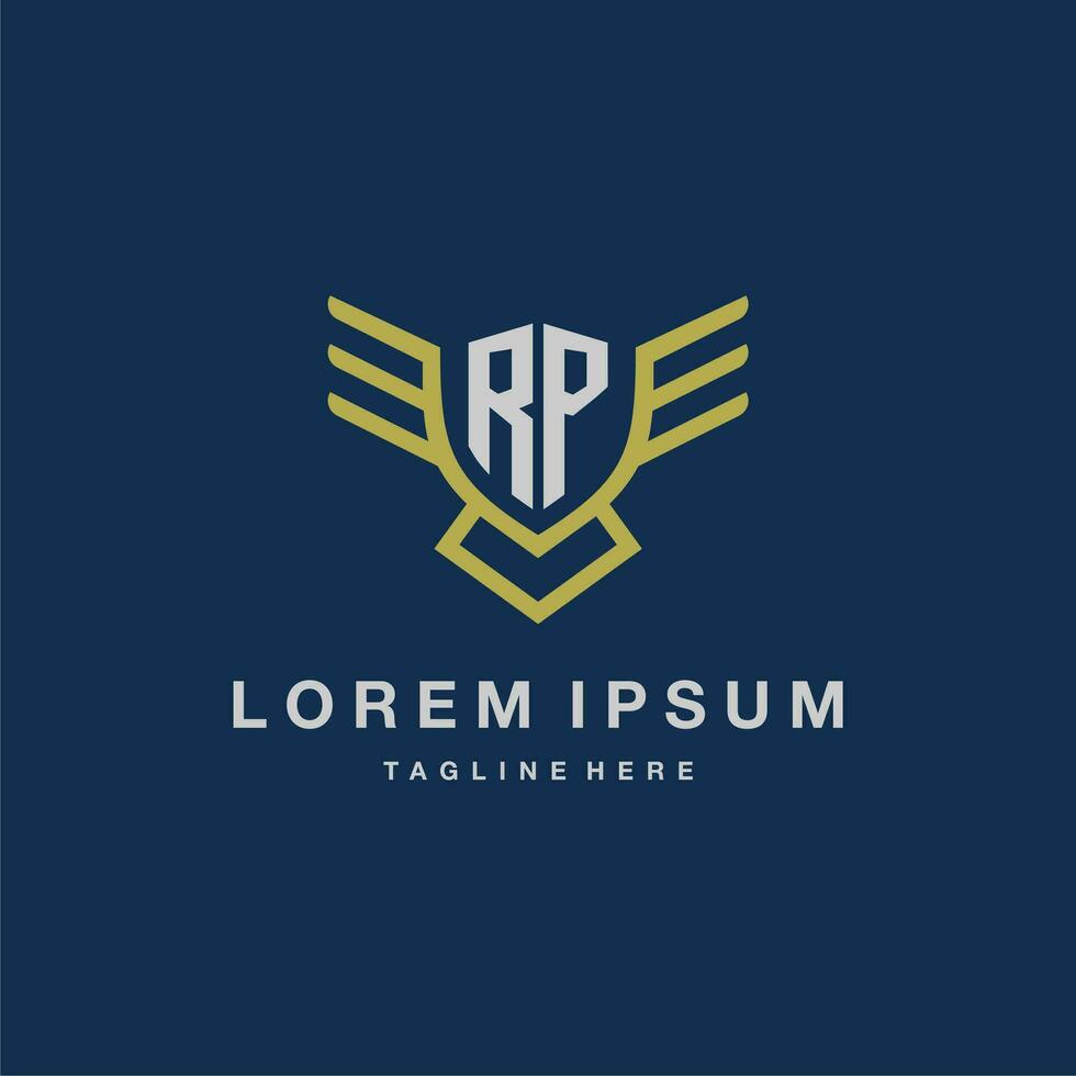 RP initial monogram logo for creative eagle line image vector design