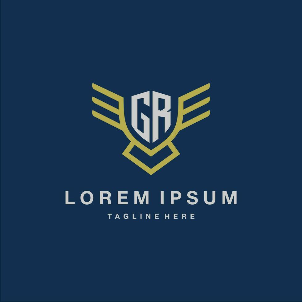 GR initial monogram logo for creative eagle line image vector design