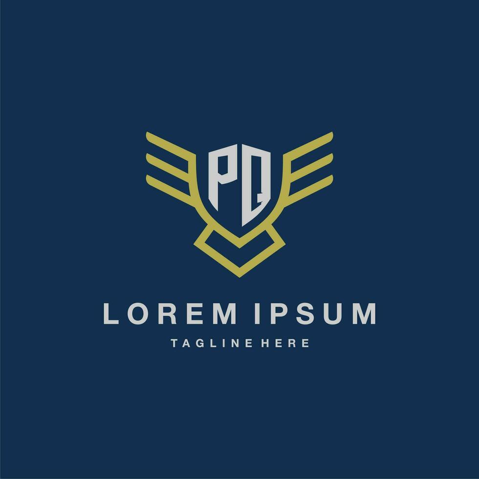 PQ initial monogram logo for creative eagle line image vector design