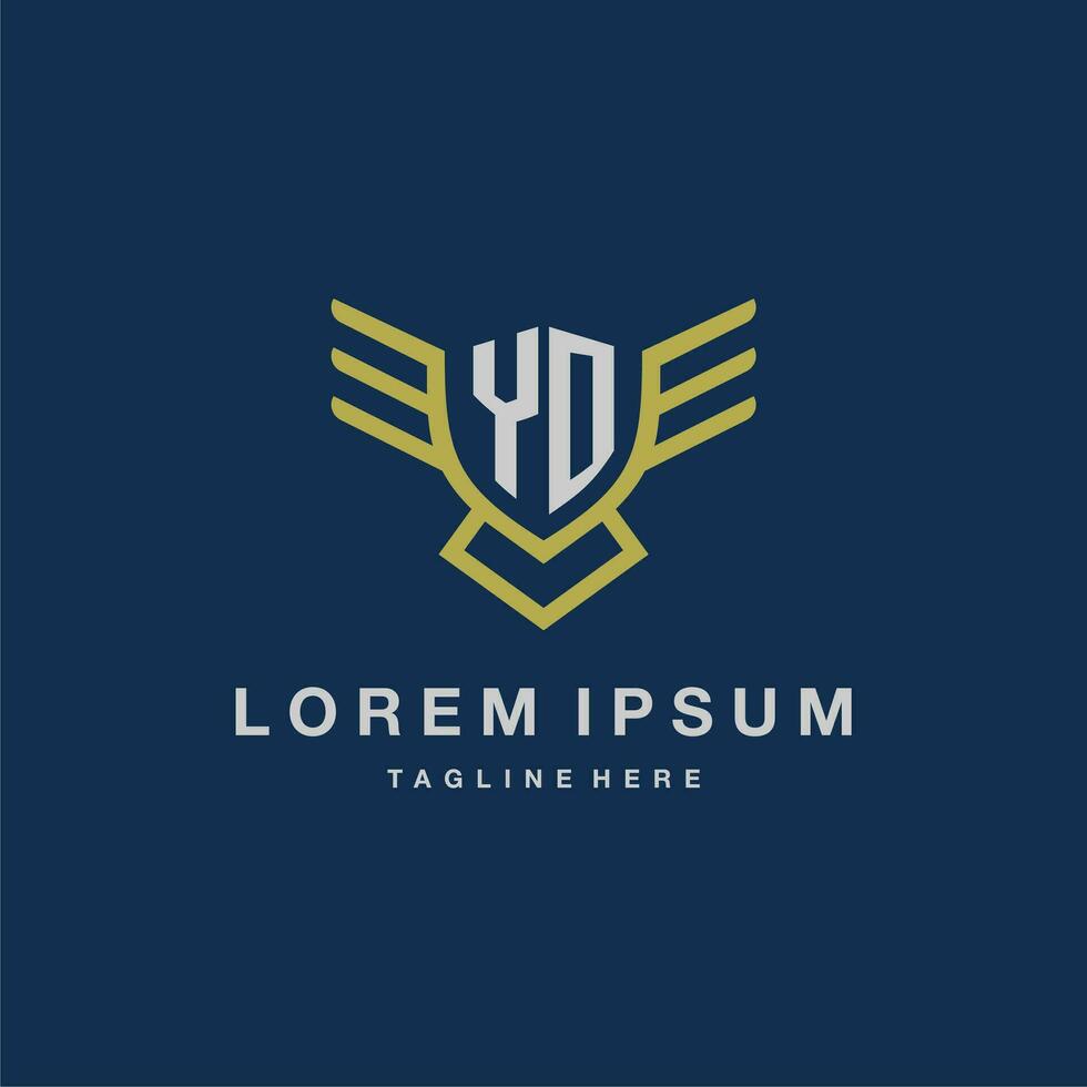 YO initial monogram logo for creative eagle line image vector design