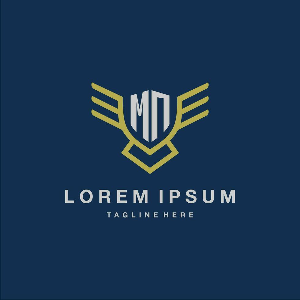 MN initial monogram logo for creative eagle line image vector design