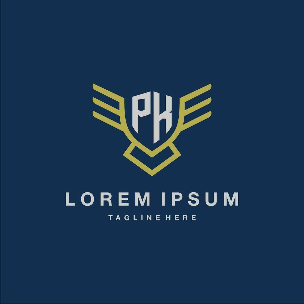 PK initial monogram logo for creative eagle line image vector design