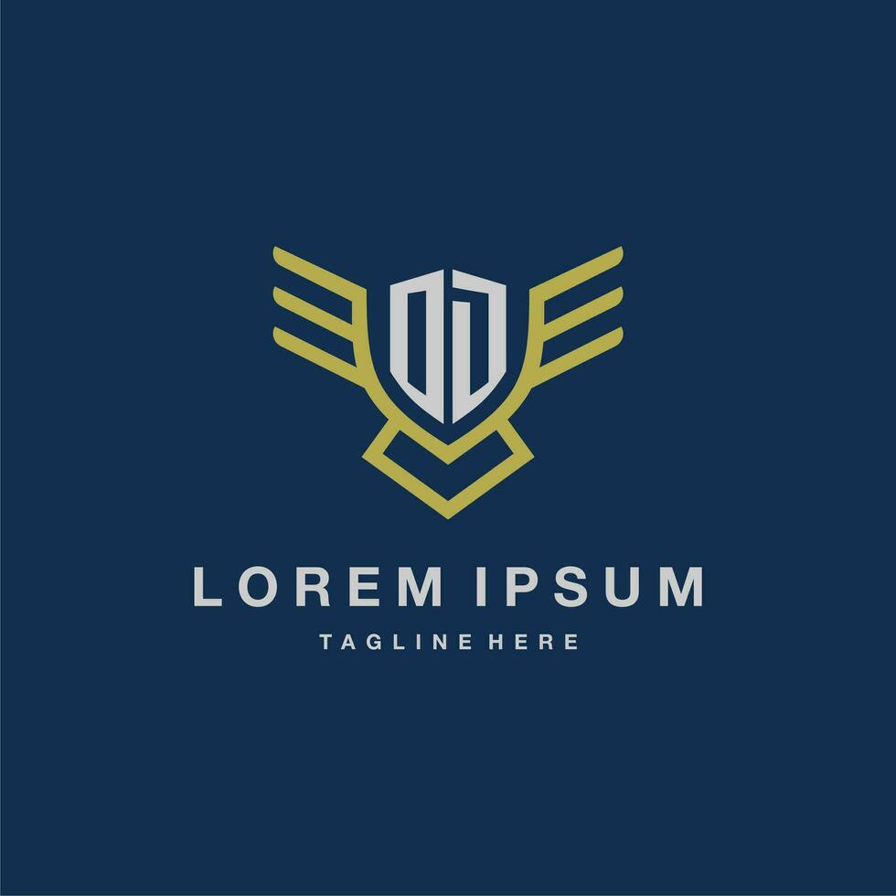 OD initial monogram logo for creative eagle line image vector design